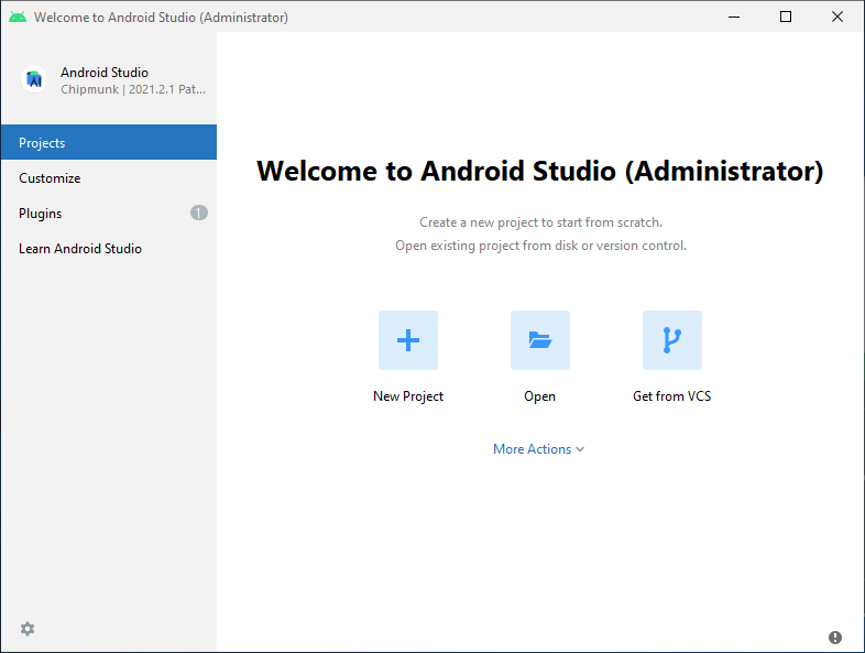 Android Studio Welcome